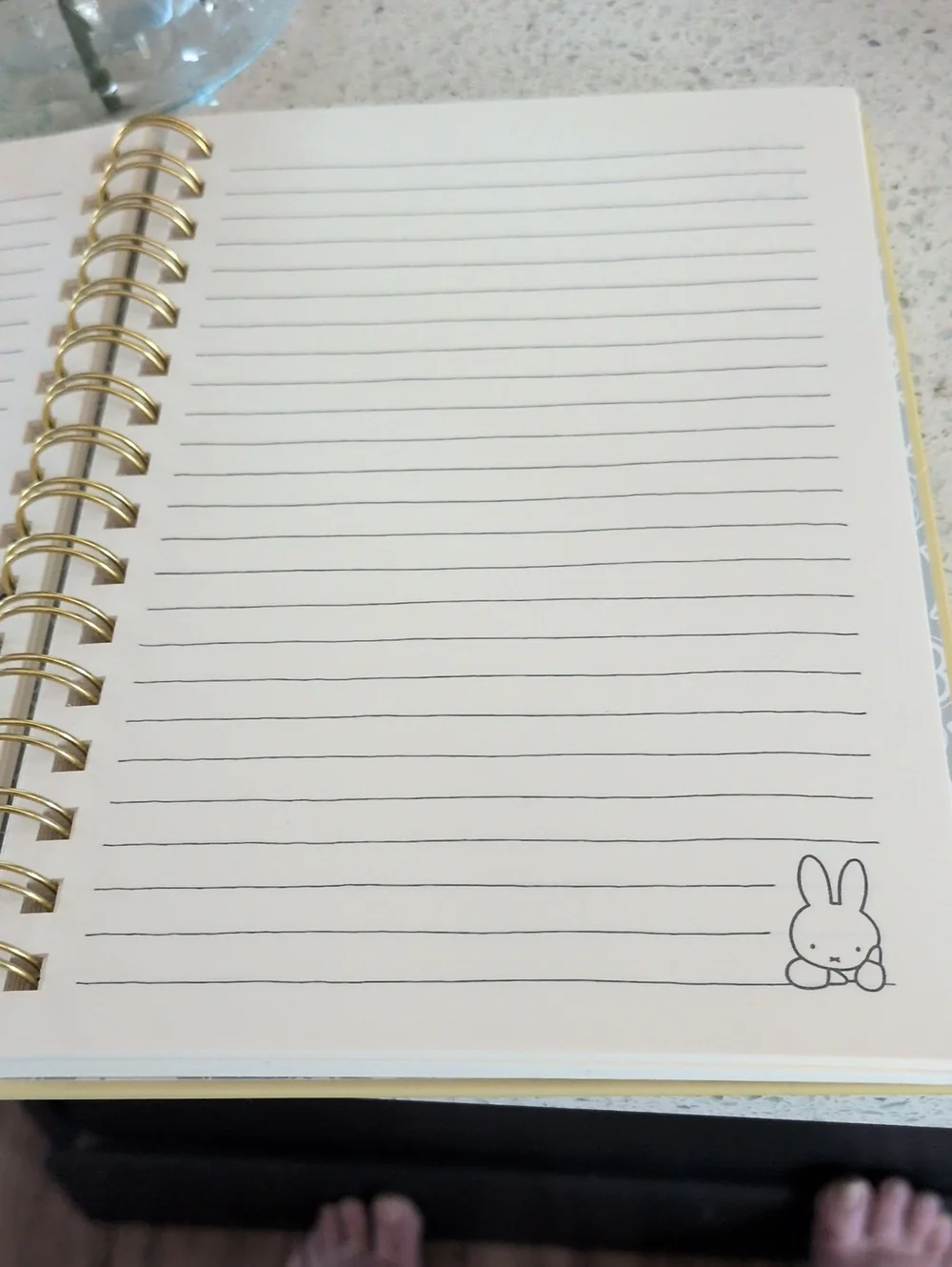 MIFFY Yellow Spiral Notebook with Pink and Orange Floral Motif